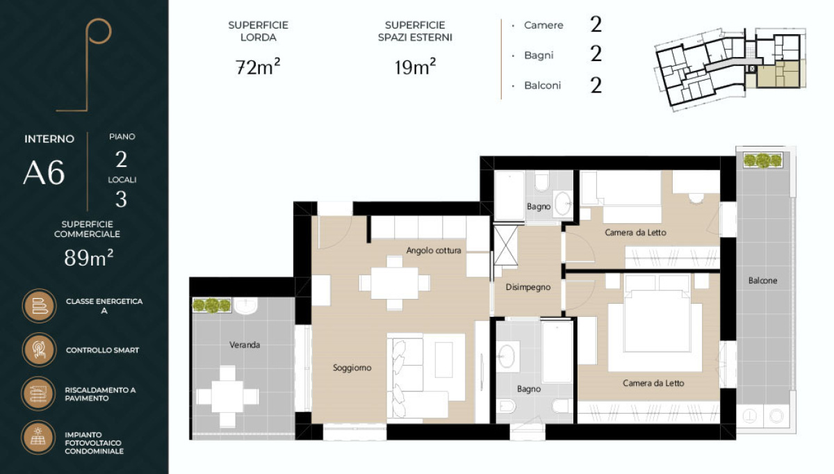 2 Stanze da Letto Stanze da Letto, ,2 BathroomsBathrooms,Appartamento - attici - mansarde,In Vendita,1493